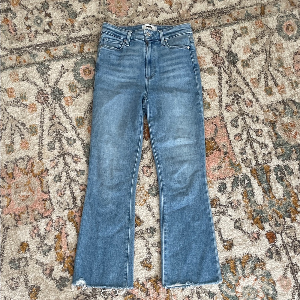 PAIGE Petite Claudine Light Blue Flare Jeans